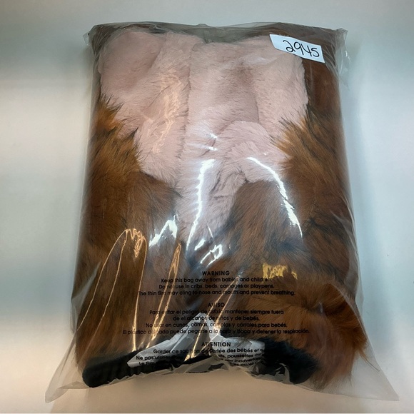 Shaci Blue Belfast Cropped Faux Fur Jacket Vegan Orangish Pink Zip Up Medium - Picture 13 of 13